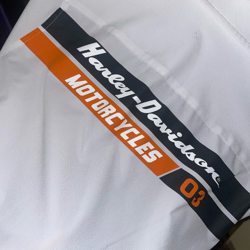 Womens dressy white performance top! Harley-Davidson kinda cute kinda sexy!